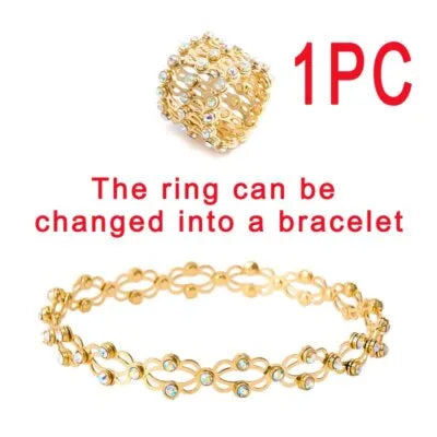 Adjustable Gold Ring Bracelet 2-in-1 Convertible Jewelry