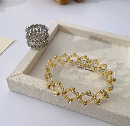 Adjustable Gold Ring Bracelet 2-in-1 Convertible Jewelry